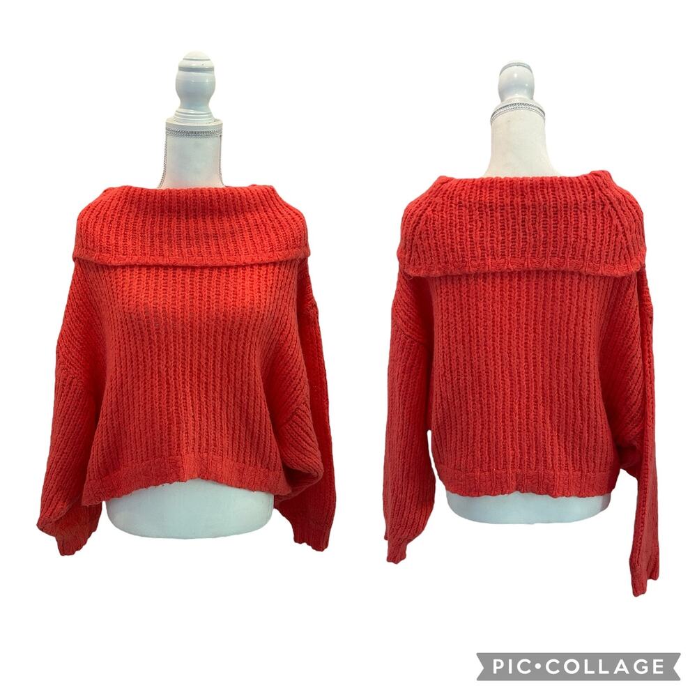Anthropologie Pilcro Zamora Cowl Neck Sweater Coral Pullover Size Small Petite
